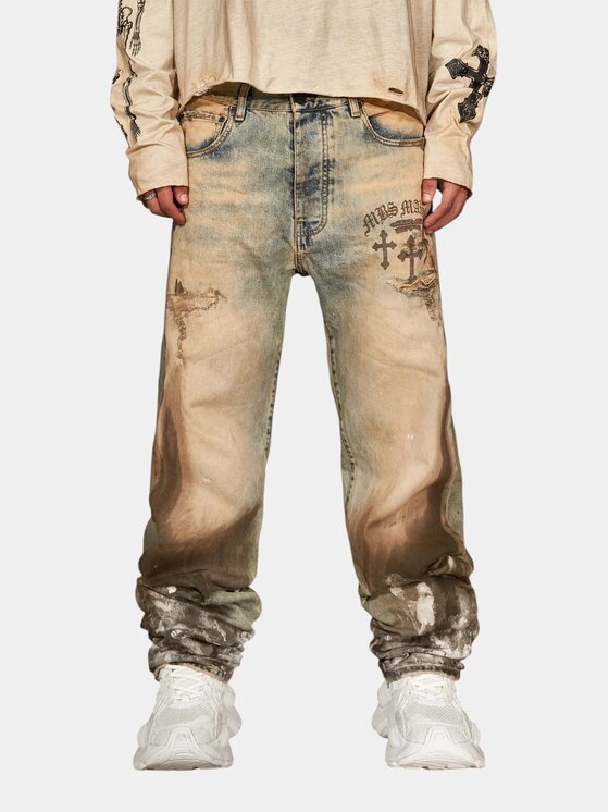 MADE BY SOCIETY MADE BY SOCIETY Spodnie materiałowe REBEL PULSE - P17239 Niebieski Basic Fit
