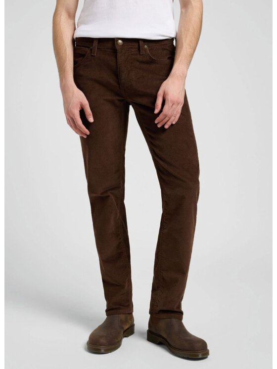 Lee Lee Spodnie materiałowe DAREN ZIP FLY Brązowy Straight Fit