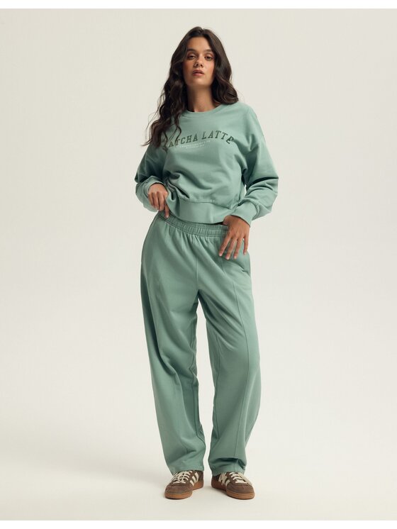 Esotiq Esotiq Spodnie dresowe 43786 Zielony Regular Fit