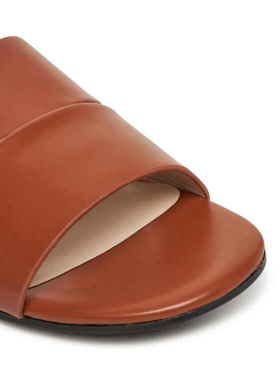 Calvin Klein Calvin Klein Natikači Flat Slide - Lth 2 Straps HW0HW02365 Rjava