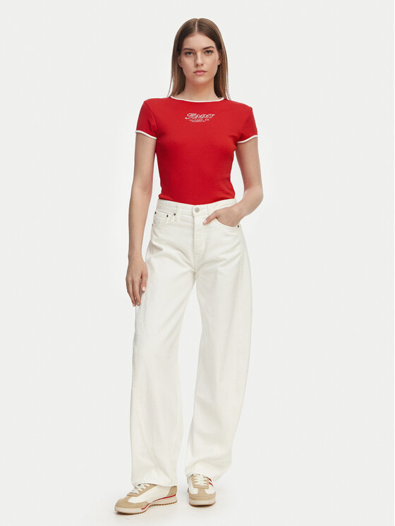 Tommy Hilfiger Tommy Hilfiger Тишърт WW0WW49245 Червен Slim Fit