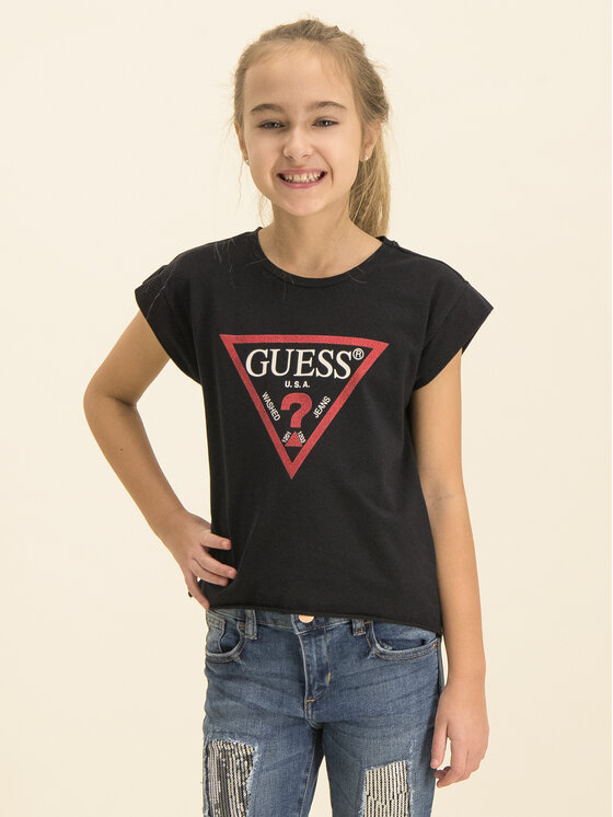 czarny t shirt guess