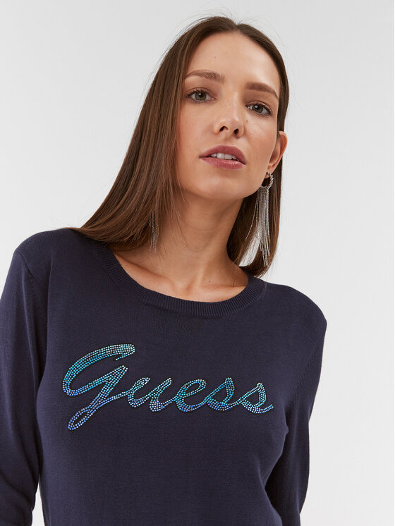 Guess Guess Sweter W3BR22 Z2NQ2 Granatowy Slim Fit