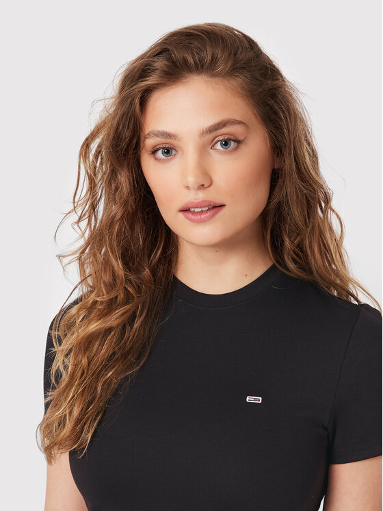 Tommy Jeans Tommy Jeans Kleid für den Alltag Tie Back DW0DW12881 Schwarz Regular Fit