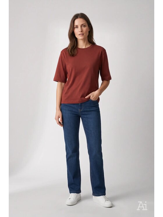 Cross Jeans Cross Jeans T-Shirt 56275-499 Czerwony Oversize