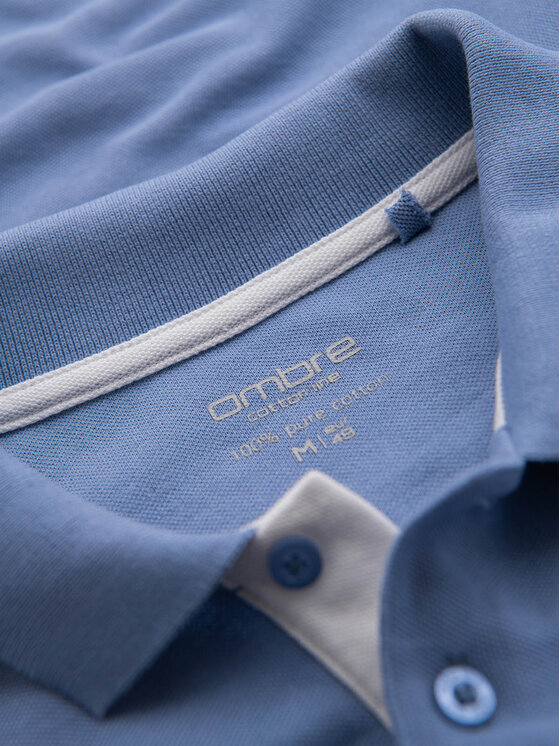 Ombre Ombre Polo OM-POSS-0170 Niebieski Slim Fit