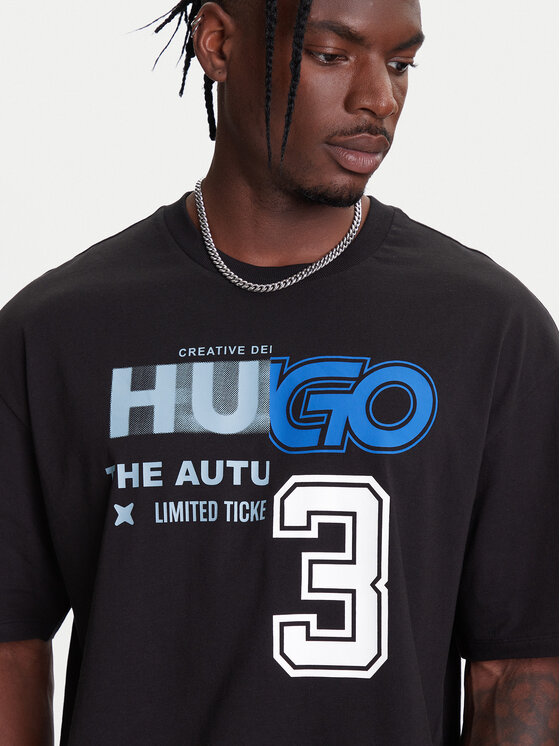 HUGO HUGO Футболка Nesite 50544168 Чорний Loose Fit