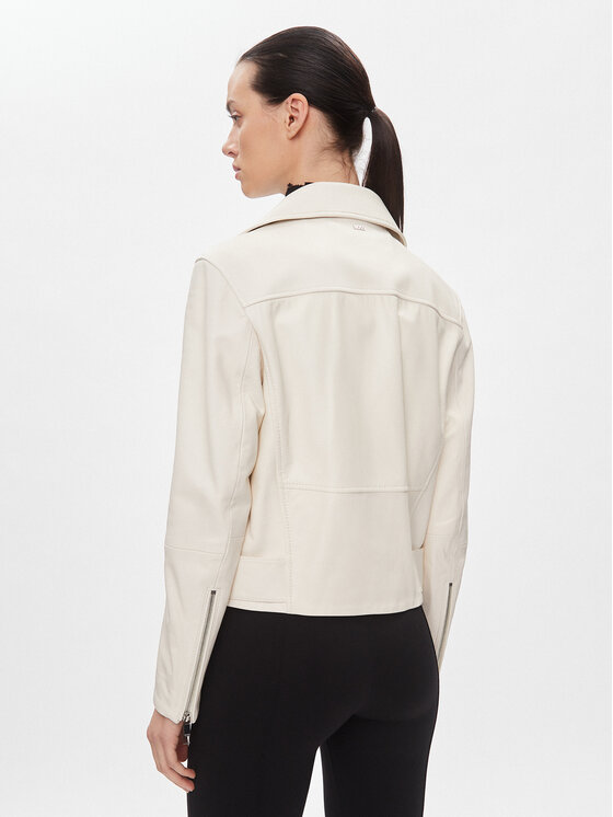 BOSS Boss Usnjena jakna Sajina 50505622 Bež Slim Fit