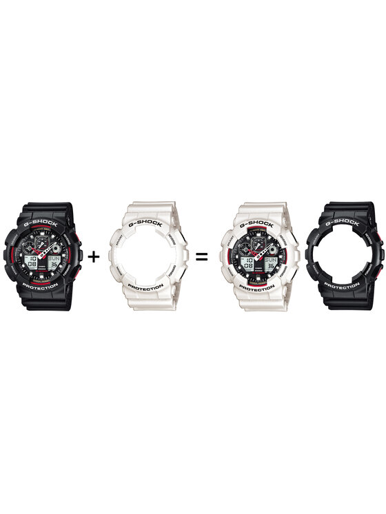 Casio Casio Zegarek SET GA-100-1A4ER + BEZEL 10395292 + PASEK 10395227 Biały