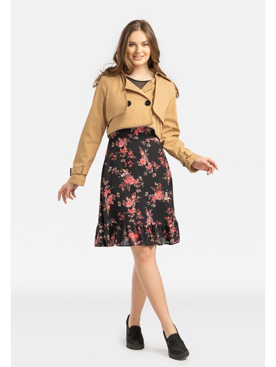 Perso Perso Płaszcz przejściowy dwuczęściowy Brązowy Slim Fit