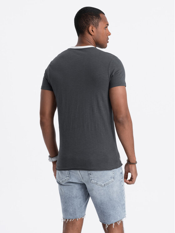 Ombre Ombre T-Shirt OM-TSCT-22SS-004 Šedá Regular Fit
