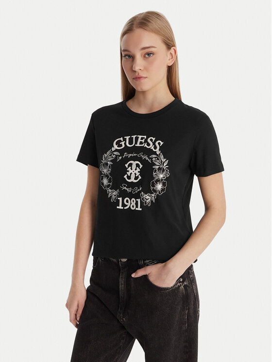Guess Guess Tričko V6RI12 J1314 Čierna Regular Fit