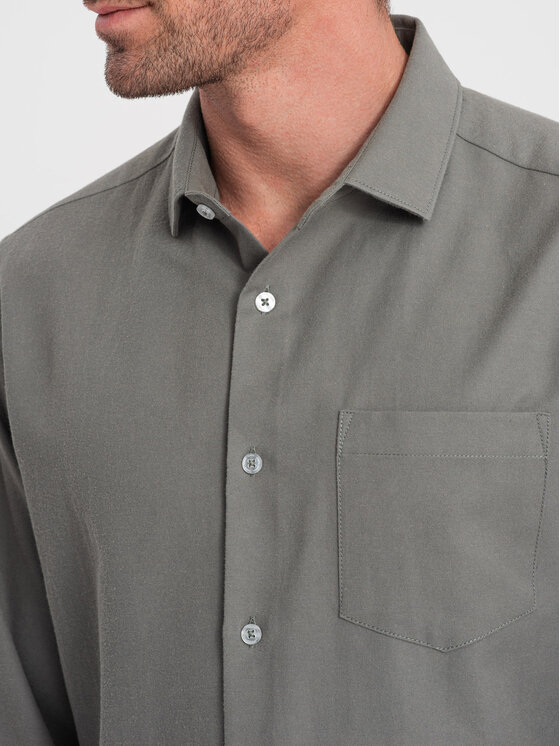Ombre Ombre Košile OM-SHCS-0148 Khaki Regular Fit