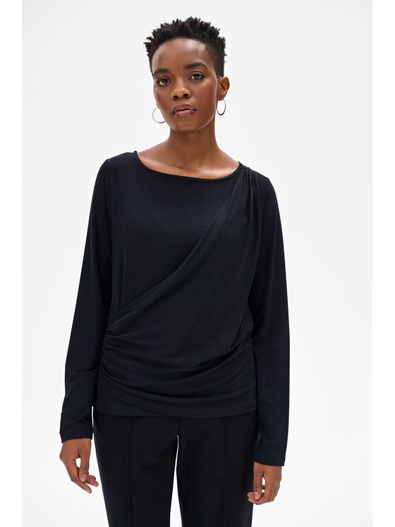 blue shadow blue shadow Bluzka Nanu Czarny Regular Fit