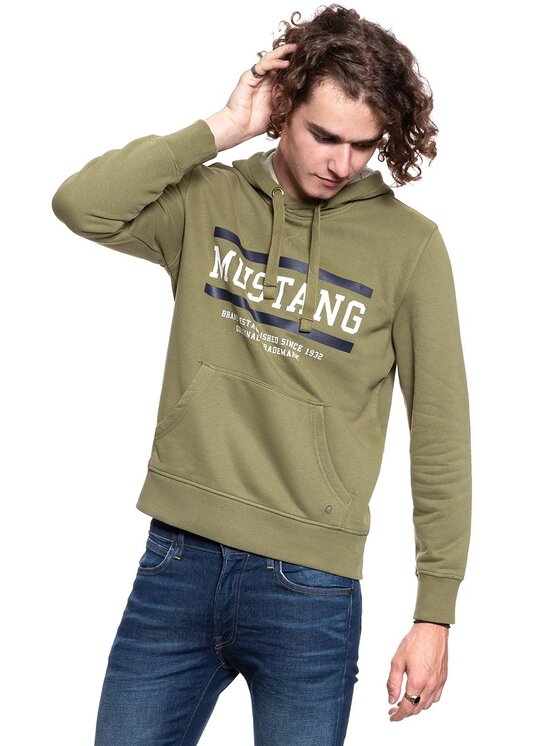Mustang Mustang Felpa BENNET H LOGO Verde Regular Fit