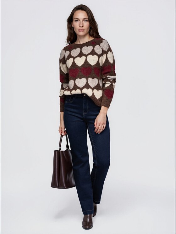 Ombre Ombre Sweter OW-SW-E0058 Brązowy Regular Fit