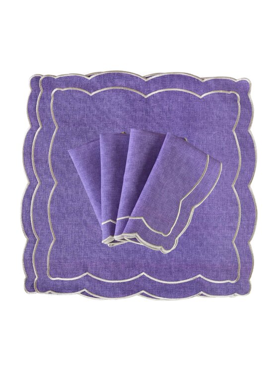 Roseberry Home Roseberry Home Serwetki haftowane Purple Onde Fioletowy