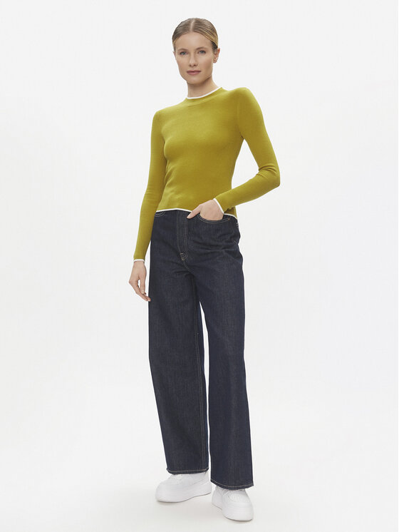 Vero Moda Vero Moda Sweter Flouncy 10299604 Żółty Slim Fit
