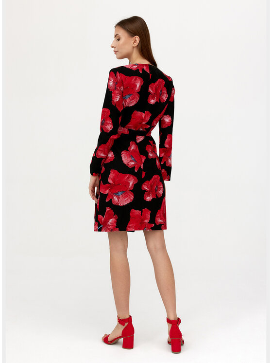 Bubala Bubala Sukienka codzienna Kopertowa’1 Czarny Feminine Fit