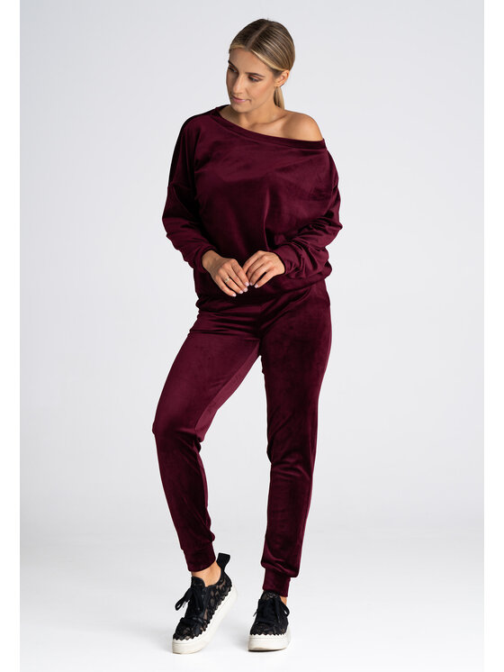 FIGL FIGLFIGL Pantaloni da donna M965 Bordeaux Regular Fit
