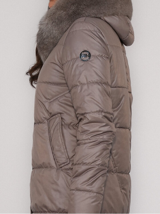 FAN LEATHER FAN LEATHER Kurtka puchowa Puchowa z Kapturem 110 Szary Loose Fit