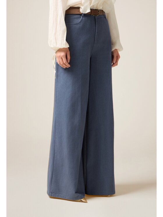 Oltre Oltre Pantaloni di tessuto P00JR009179N024 Turchese Flared Fit