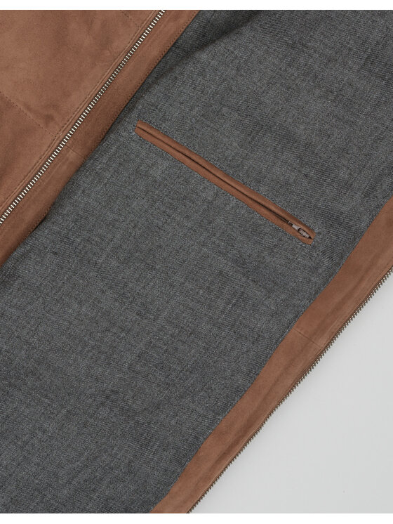 Borgio Borgio Kurtka skórzana CALVI Brązowy Classic Fit