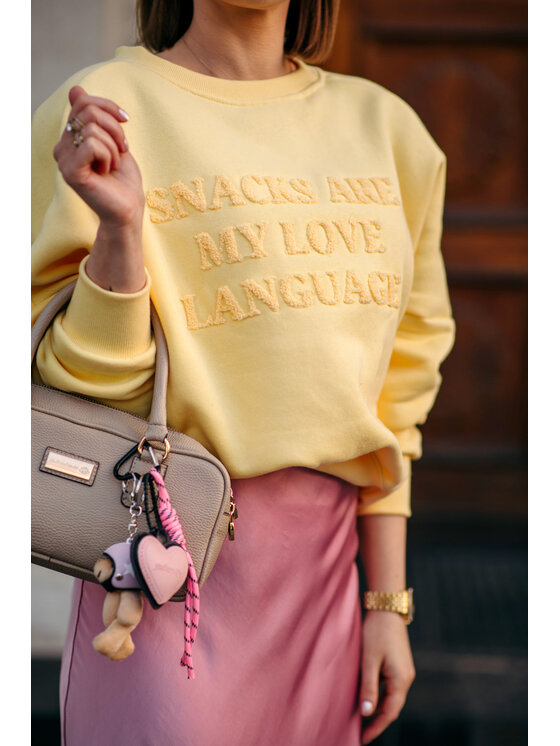 NAOKO NAOKO Bluza Love Language Kremowy Reglan Fit
