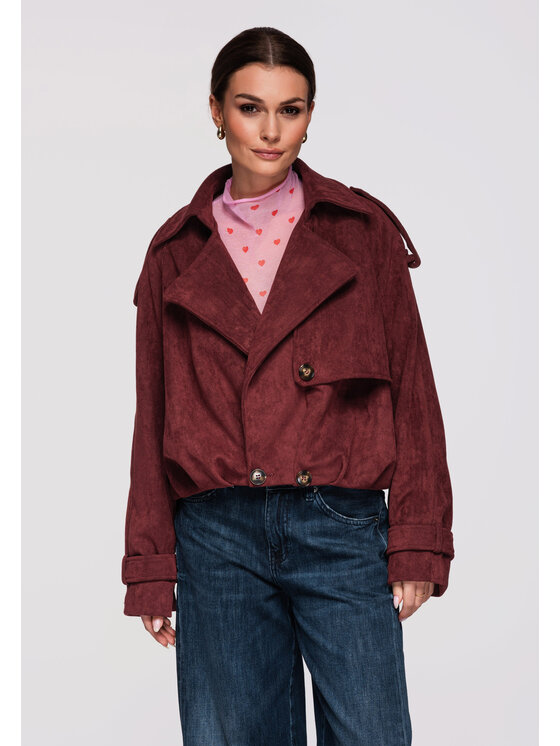 Ombre Ombre Kurtka przejściowa OW-JANP-0108 Bordowy Oversize
