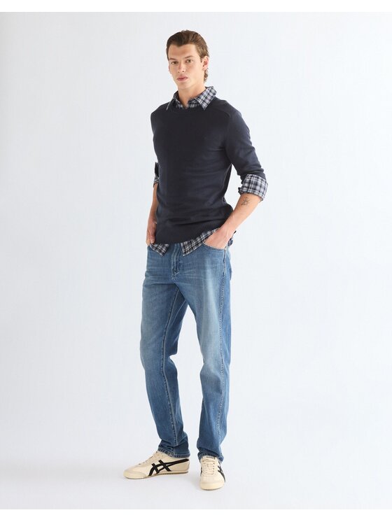 Wrangler Wrangler Sweter CREW NECK KNIT Niebieski Regular Fit