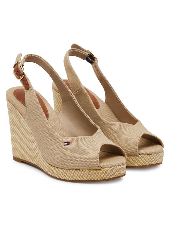 Tommy Hilfiger Tommy Hilfiger Espadrillid Flag High Wedge Espad Slingback FW0FW08597 Beež
