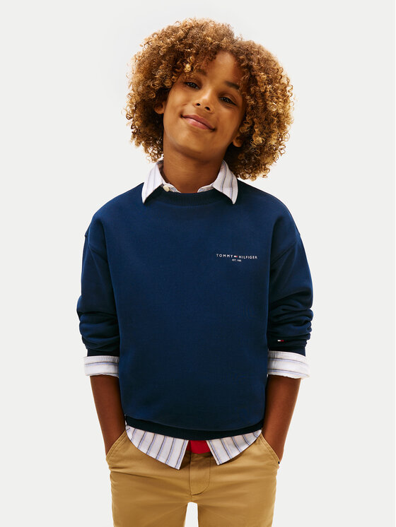 Tommy Hilfiger Bluză Mini Corp KS0KS00665 M Bleumarin Regular Fit