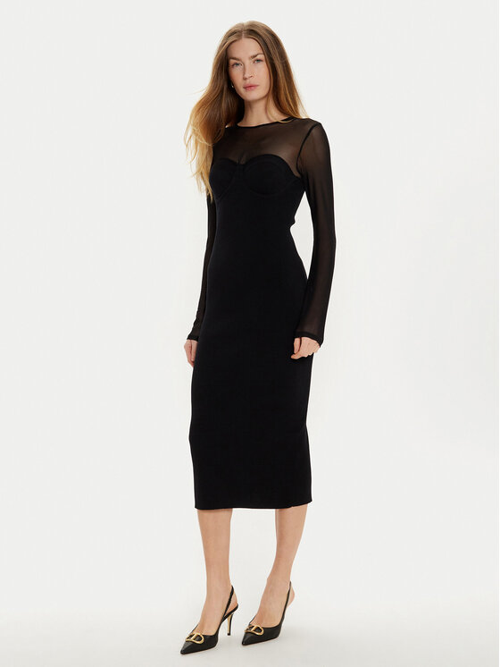 TWINSET TWINSET Cocktail obleka 242AT3040 Črna Slim Fit