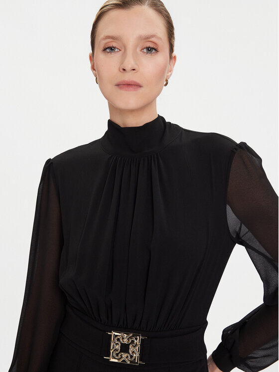 Rinascimento Rinascimento Koktejlové šaty CFC0126210003 Čierna Slim Fit