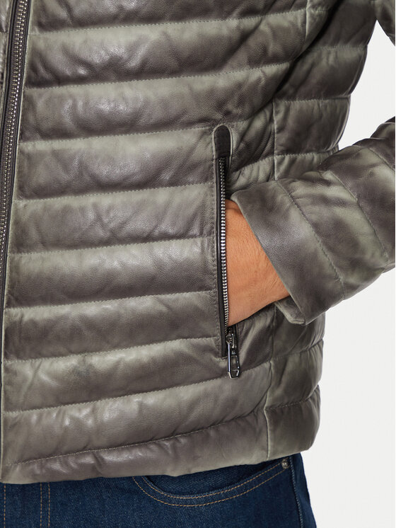 Milestone Milestone Giacca di pelle Malik 431013 60215 Grigio Regular Fit