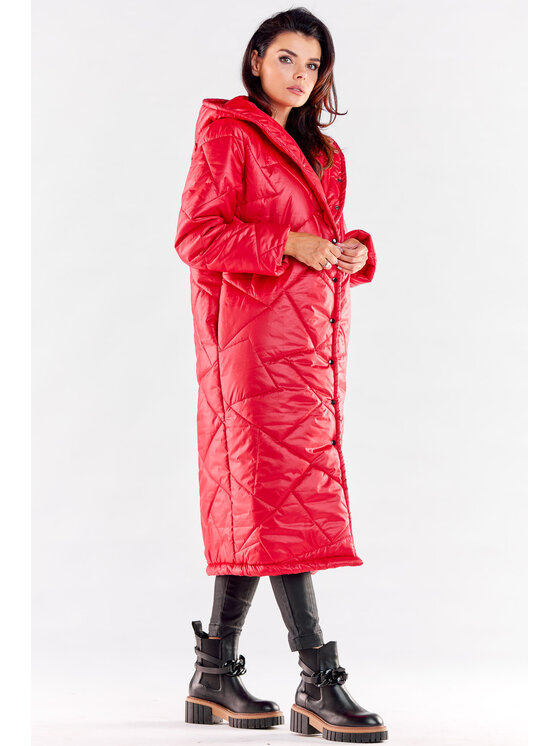 Awama Awama Płaszcz A542 Czerwony Basic Fit