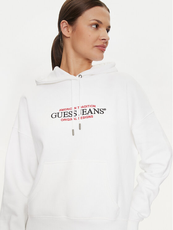 Guess Jeans Guess Jeans Суитшърт W4YQ15 KC811 Бял Regular Fit