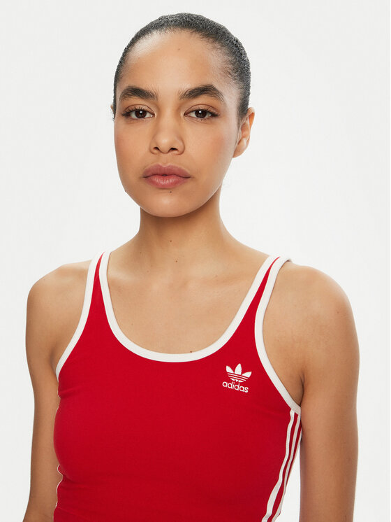 adidas adidas Top adicolor 3-Stripes JD4615 Czerwony Slim Fit