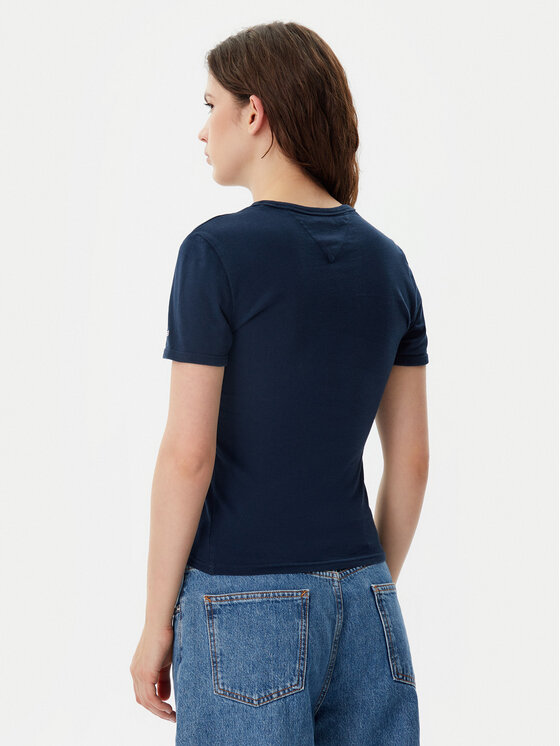 Tommy Jeans Tommy Jeans T-Shirt Nyc Ringer DW0DW20323 Tmavomodrá Slim Fit