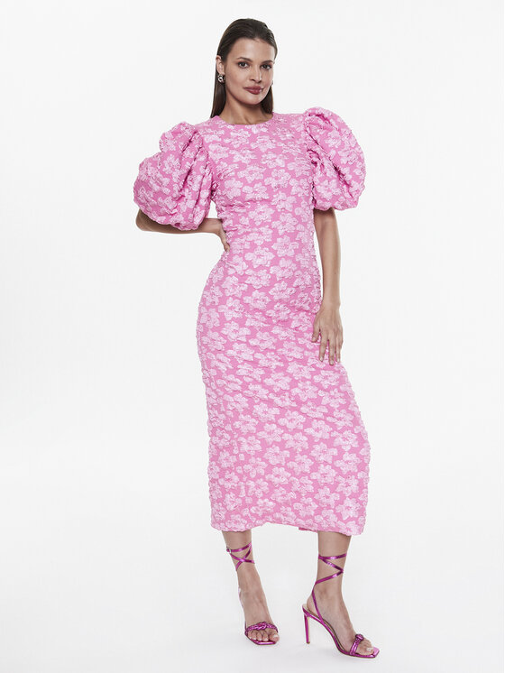 Abito da cocktail Jacquard Puff RT2393 Rosa Slim