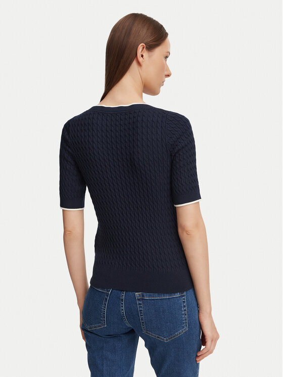 Tommy Hilfiger Tommy Hilfiger Bluză Fine Gg Cable Boat WW0WW50103 Bleumarin Regular Fit