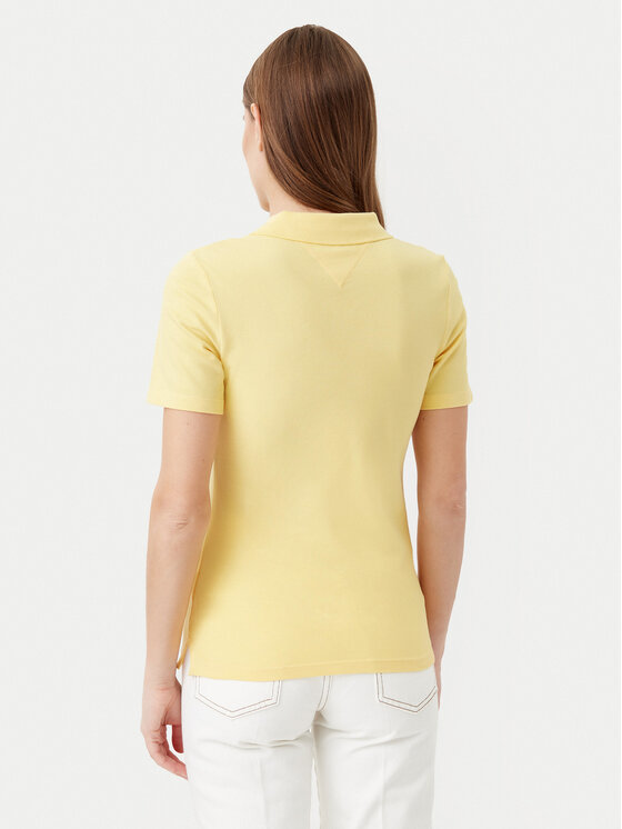 Tommy Hilfiger Tommy Hilfiger Тениска с яка и копчета 1985 WW0WW43225 Жълт Slim Fit