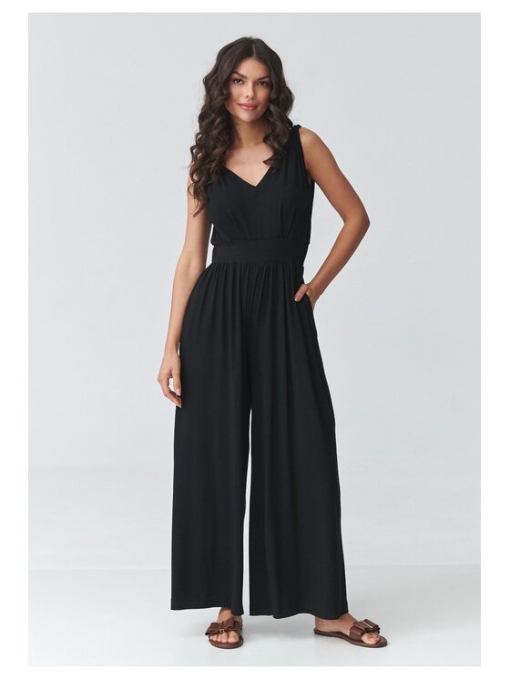 Makadamia Makadamia Kombinezon M925 Czarny Loose Fit