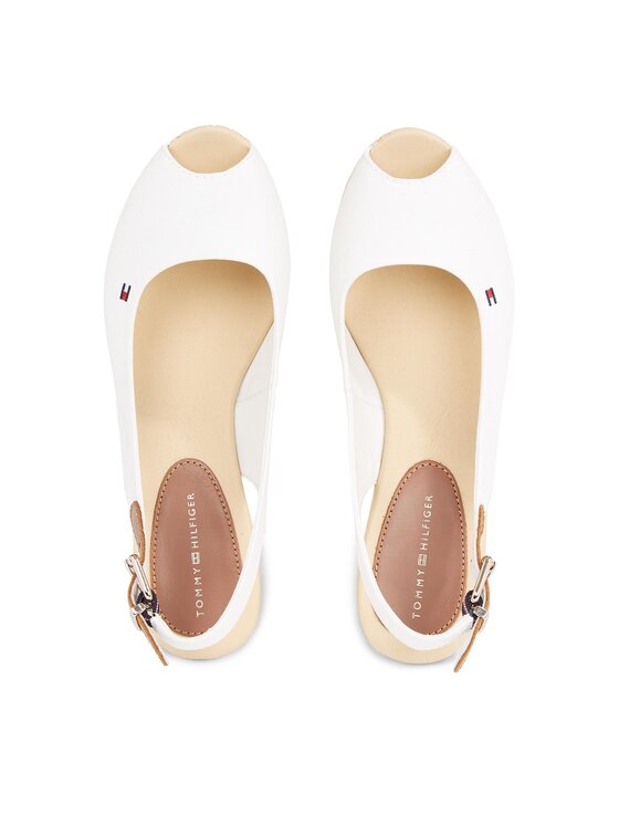 Tommy Hilfiger Tommy Hilfiger Espadrilės Iconic Elba Sling Back Wedge FW0FW04788 Balta