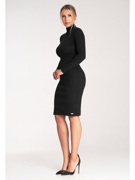 FIGL FIGL Úpletové šaty M1042 Čierna Slim Fit