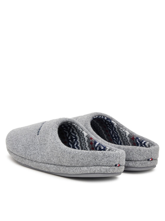 Tommy Hilfiger Tommy Hilfiger Kapcie Hilfiger Felt House Shoe FM0FM06017 Szary