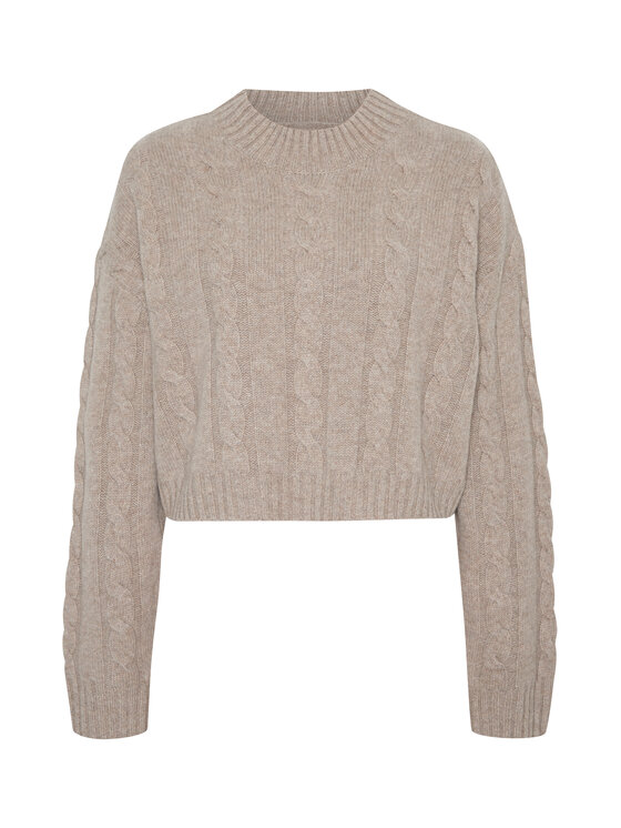 Style Republic Style Republic Sweter Kaszmirowo-wełniana mieszanka z półgolfem Brązowy jasny Oversize