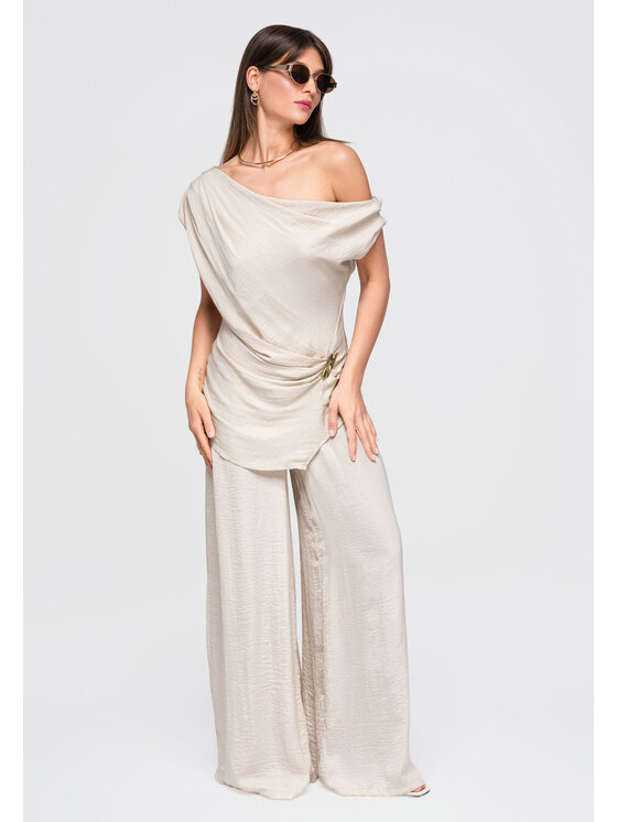 Ombre Ombre Bluzka OW-TS-E0053 Beżowy Loose Fit
