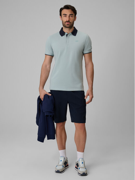 4F 4F Polo COMMERCIAL Turkusowy Regular Fit