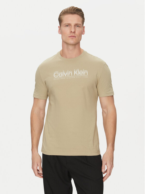 Calvin Klein Calvin Klein Футболка Double Logo K10K114149 Бежевий Regular Fit